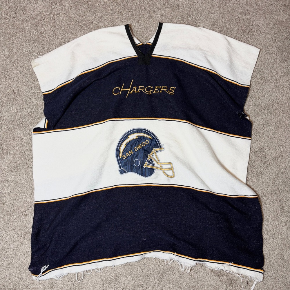 Vintage San Diego Chargers Poncho One Size Navy Blue NFL‎ Football 90s